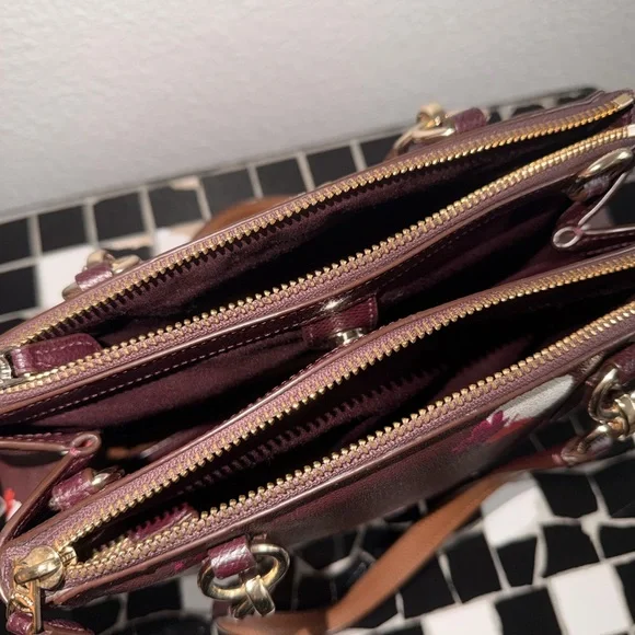 Coach Burgundy and Floral Crossbody - Picture 3 of 5